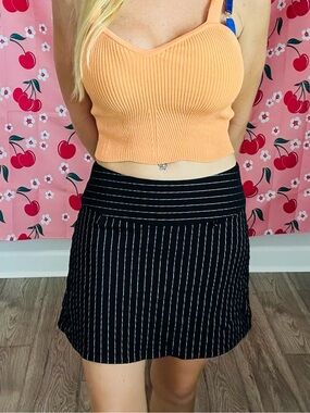 Black Pinstripe A-Line Women's Skirt
